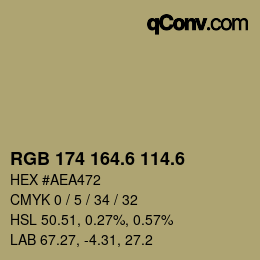 カラーコード: RGB 174 164.6 114.6 | qconv.com