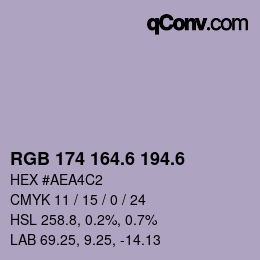 カラーコード: RGB 174 164.6 194.6 | qconv.com