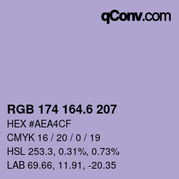 カラーコード: RGB 174 164.6 207 | qconv.com
