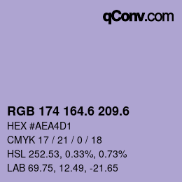 カラーコード: RGB 174 164.6 209.6 | qconv.com