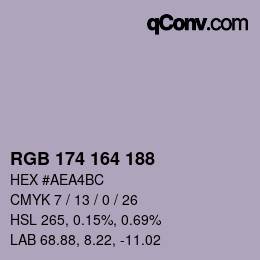 Color code: RGB 174 164 188 | qconv.com