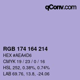 颜色代码: RGB 174 164 214 | qconv.com