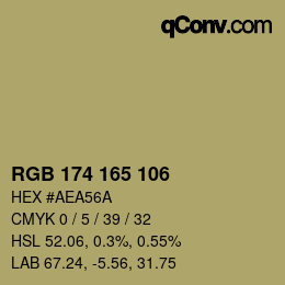 颜色代码: RGB 174 165 106 | qconv.com