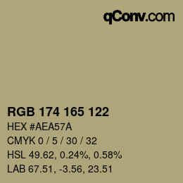 Código de color: RGB 174 165 122 | qconv.com