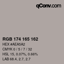 Color code: RGB 174 165 162 | qconv.com
