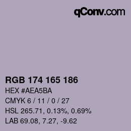 Color code: RGB 174 165 186 | qconv.com