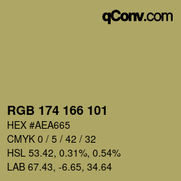 Color code: RGB 174 166 101 | qconv.com