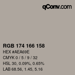 Color code: RGB 174 166 158 | qconv.com