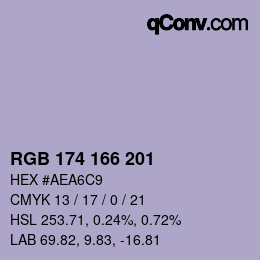 Código de color: RGB 174 166 201 | qconv.com