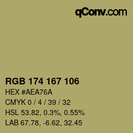 Color code: RGB 174 167 106 | qconv.com