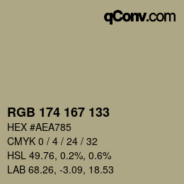 Farbcode: RGB 174 167 133 | qconv.com