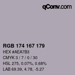 Color code: RGB 174 167 179 | qconv.com