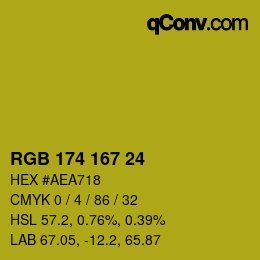 Color code: RGB 174 167 24 | qconv.com