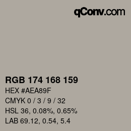 Color code: RGB 174 168 159 | qconv.com