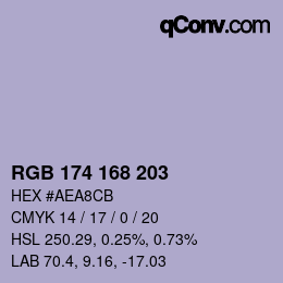 Farbcode: RGB 174 168 203 | qconv.com