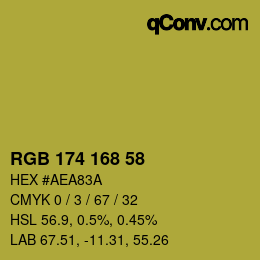 カラーコード: RGB 174 168 58 | qconv.com