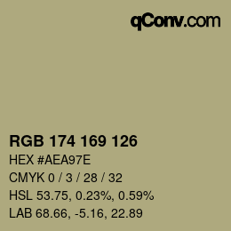 カラーコード: RGB 174 169 126 | qconv.com