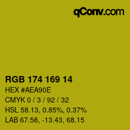 Color code: RGB 174 169 14 | qconv.com