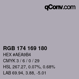 Código de color: RGB 174 169 180 | qconv.com