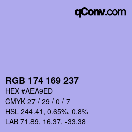 Color code: RGB 174 169 237 | qconv.com