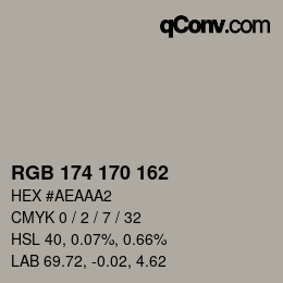 Color code: RGB 174 170 162 | qconv.com