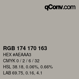 カラーコード: RGB 174 170 163 | qconv.com
