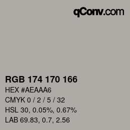 Color code: RGB 174 170 166 | qconv.com - big