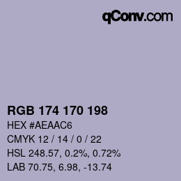 Color code: RGB 174 170 198 | qconv.com