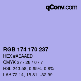 Color code: RGB 174 170 237 | qconv.com