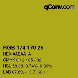 Color code: RGB 174 170 26 | qconv.com