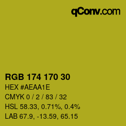 Color code: RGB 174 170 30 | qconv.com