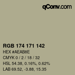 Color code: RGB 174 171 142 | qconv.com