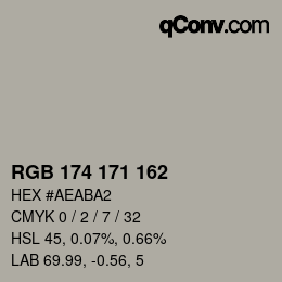 Color code: RGB 174 171 162 | qconv.com