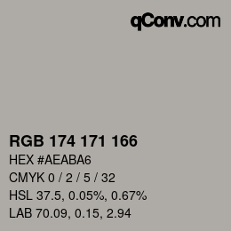 Color code: RGB 174 171 166 | qconv.com