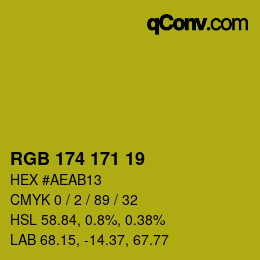 Color code: RGB 174 171 19 | qconv.com