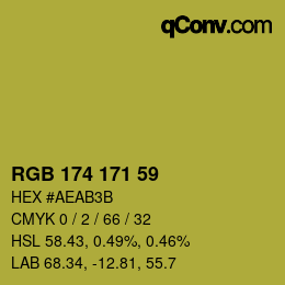 Color code: RGB 174 171 59 | qconv.com