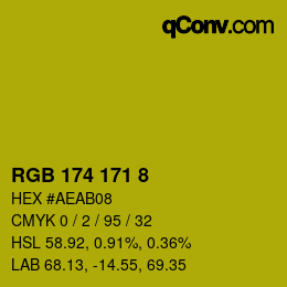 カラーコード: RGB 174 171 8 | qconv.com
