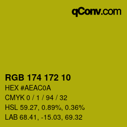 Color code: RGB 174 172 10 | qconv.com