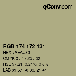 カラーコード: RGB 174 172 131 | qconv.com