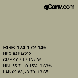 カラーコード: RGB 174 172 146 | qconv.com