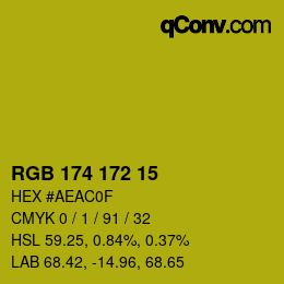 Color code: RGB 174 172 15 | qconv.com