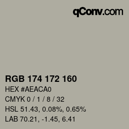 カラーコード: RGB 174 172 160 | qconv.com