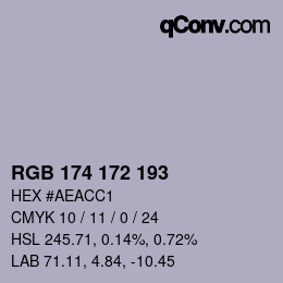 Color code: RGB 174 172 193 | qconv.com
