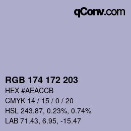 Color code: RGB 174 172 203 | qconv.com