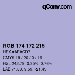 Color code: RGB 174 172 215 | qconv.com