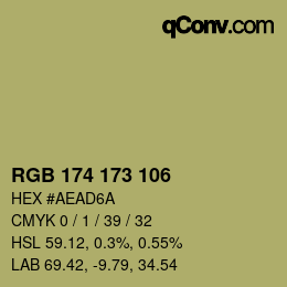 Color code: RGB 174 173 106 | qconv.com