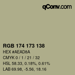 颜色代码: RGB 174 173 138 | qconv.com