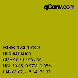Color code: RGB 174 173 3 | qconv.com