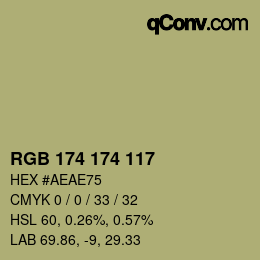 Color code: RGB 174 174 117 | qconv.com