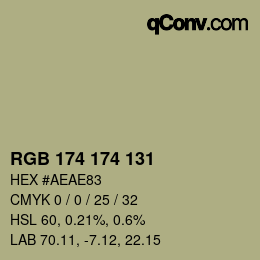 Color code: RGB 174 174 131 | qconv.com